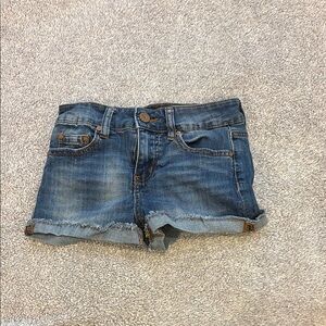 Indigo Rein Blue Jean Shorts with Frayed Hem